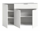 Kommode Riano in wei mit Glasauflage Sideboard 135 cm, Soft-Close-Funktion