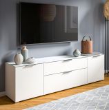 TV-Lowboard Riano in wei mit Glasauflage TV Unterteil 180 cm, Soft-Close-Funktion