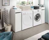 Badezimmer Kommode Flexy in wei Anstellregal mit Apothekerauszug 29 x 101 cm