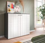 Kommode Hakon in wei Hochglanz und grau Sideboard 92 x 86