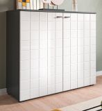 Kommode Hakon in wei Hochglanz und grau Sideboard 92 x 86