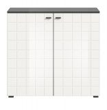 Kommode Hakon in wei Hochglanz und grau Sideboard 92 x 86