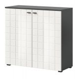 Kommode Hakon in wei Hochglanz und grau Sideboard 92 x 86
