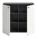 Kommode Hakon in wei Hochglanz und grau Sideboard 92 x 86