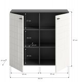 Kommode Hakon in wei Hochglanz und grau Sideboard 92 x 86