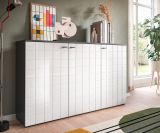 Sideboard Hakon in wei Hochglanz und grau Kommode 138 x 86