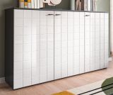 Sideboard Hakon in wei Hochglanz und grau Kommode 138 x 86