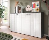 Sideboard Hakon in wei Hochglanz und grau Kommode 138 x 86