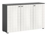 Sideboard Hakon in wei Hochglanz und grau Kommode 138 x 86