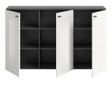 Sideboard Hakon in wei Hochglanz und grau Kommode 138 x 86