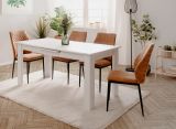 Esstisch Finham in wei Tisch mit Liftauszug 160 / 200 x 80
