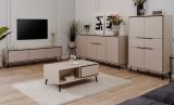 Sideboard Brebbia in sand und schwarz Kommode 135 cm, Soft-Close-Funktion
