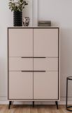 Highboard Brebbia in sand und schwarz Kommode 90 x 140 cm, Soft-Close-Funktion