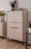 Highboard Brebbia in sand und schwarz Kommode 90 x 140 cm, Soft-Close-Funktion