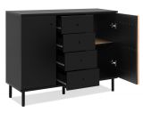 Kommode Biella in schwarz und Artisan Eiche, Sideboard 118 cm Anti Fingerprint beschichtet