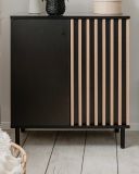 Kommode Biella in schwarz und Artisan Eiche, Sideboard 80 x 90 cm Anti Fingerprint beschichtet