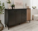 Sideboard Biella in schwarz und Artisan Eiche, 160 x 90 cm Anti Fingerprint beschichtet