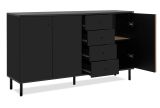 Sideboard Biella in schwarz und Artisan Eiche, 160 x 90 cm Anti Fingerprint beschichtet