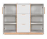 Kommode Hanno in grau und Hickory Walnuss Sideboard 125 x 94 cm