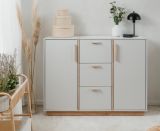 Kommode Hanno in grau und Hickory Walnuss Sideboard 125 x 94 cm