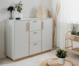 Kommode Hanno in grau und Hickory Walnuss Sideboard 125 x 94 cm
