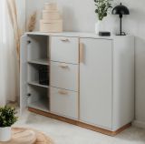 Kommode Hanno in grau und Hickory Walnuss Sideboard 125 x 94 cm