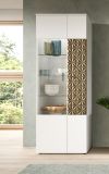 Vitrine Relief in wei und Gold mit 3-D Struktur Vitrinenschrank 70 x 195 cm
