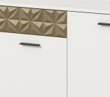 Wohnwand Relief in wei und Gold mit 3-D Struktur Wohnkombination 3-teilig 305 cm