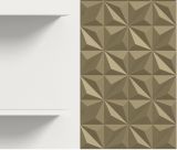 Wohnwand Relief in wei und Gold mit 3-D Struktur Wohnkombination 3-teilig 305 cm