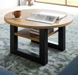 Couchtisch Eldon in Artisan Eiche und grau Beistelltisch rund  75 cm