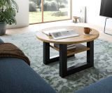 Couchtisch Eldon in Artisan Eiche und grau Beistelltisch rund  75 cm