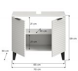 Waschbeckenunterschrank Roove in wei mit 3D-Wellenstruktur Badezimmer Unterschrank, Soft-Close-Funktion