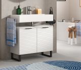 Waschbeckenunterschrank Roove in wei mit 3D-Wellenstruktur Badezimmer Unterschrank, Soft-Close-Funktion