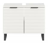 Waschbeckenunterschrank Roove in wei mit 3D-Wellenstruktur Badezimmer Unterschrank, Soft-Close-Funktion