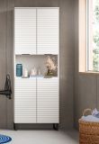Badezimmer Hochschrank Roove in wei mit 3D-Wellenstruktur Badschrank, Soft-Close-Funktion