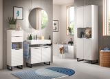 Badezimmer Hochschrank Roove in wei mit 3D-Wellenstruktur Badschrank, Soft-Close-Funktion