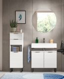 Badmbel Set 3-teilig Roove in wei mit 3D-Wellenstruktur Badkombination, Soft-Close-Funktion