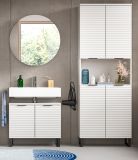 Badmbel Set 3-teilig Roove in wei mit 3D-Wellenstruktur Badkombination, Soft-Close-Funktion