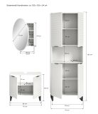 Badmbel Set 3-teilig Roove in wei mit 3D-Wellenstruktur Badkombination, Soft-Close-Funktion