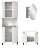 Badmbel Set 3-teilig Roove in wei mit 3D-Wellenstruktur Badkombination, Soft-Close-Funktion