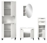 Badmbel Set 4-teilig Roove in wei mit 3D-Wellenstruktur Badkombination, Soft-Close-Funktion