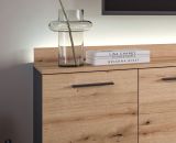 Wohnwand Elian in grau und Evoke Eiche Wohnkombination inkl. LED, Soft-Close-Funktion
