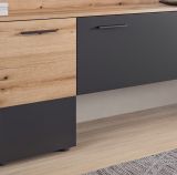 Wohnwand Elian in grau und Evoke Eiche Wohnkombination inkl. LED, Soft-Close-Funktion