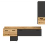 Wohnwand Elian in grau und Evoke Eiche Wohnkombination inkl. LED, Soft-Close-Funktion
