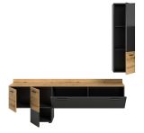 Wohnwand Elian in grau und Evoke Eiche Wohnkombination inkl. LED, Soft-Close-Funktion