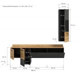 Wohnwand Elian in grau und Evoke Eiche Wohnkombination inkl. LED, Soft-Close-Funktion