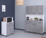 Parisot Kchenschrank Set 2-tlg. Malice2 in Beton grau und wei Kche Buffet und Mehrzweckschrank
