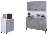 Parisot Kchenschrank Set 2-tlg. Malice2 in Beton grau und wei Kche Buffet und Mehrzweckschrank