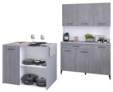Parisot Kchenschrank Set 2-tlg. Malice4 in Beton grau und wei Kche Buffet und Kcheninsel