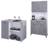 Parisot Kchenschrank Set 2-tlg. Malice3 in Beton grau und wei Kche Buffet und Kcheninsel